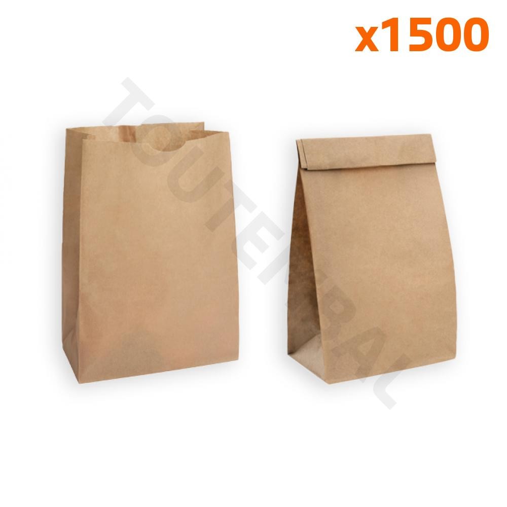 Sac kraft à fond plat pour emporter des menus de restaurant pack de 1500