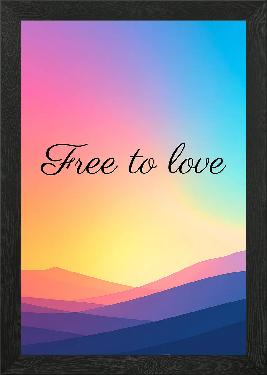 Free to Love Gradient Landscape Framed Wall Art Poster Canvas Print Picture