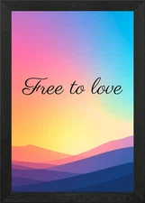 Free to Love Gradient Landscape Framed Wall Art Poster Canvas Print Picture