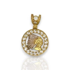 American Native "Chief" Pendant - 14K Yellow Gold