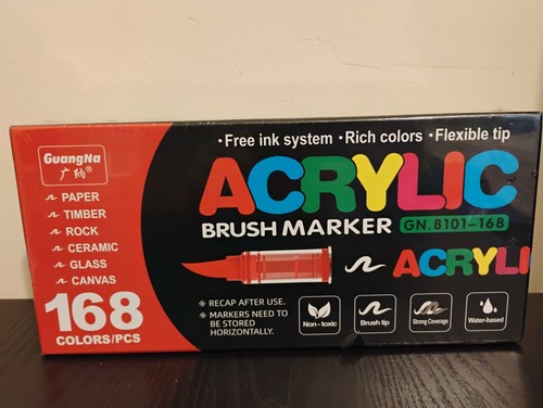 Guangna Acrylic Flexible Brush Tip Markers Set 168 Colors New Factory Sealed