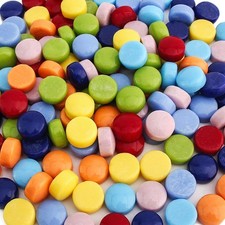 Wq Warmqing Round Glass Mosaic Tiles for Crafts, 200g Penny Small, Rainbow