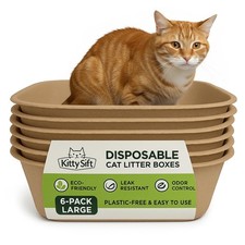 Disposable Cat Litter Box Large, 6 Count, Durable Portable for Travel and Hom...