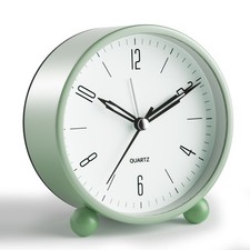 JALL Analog Alarm Clock, 4 inch Super Silent Non Ticking Small Small, Green
