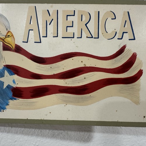 Patriotic Bald Eagle USA Flag Wood Hanging Sign America Wall Decor 4th of July - Picture 5 of 7