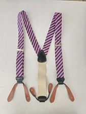 Trafalgar Pink  Navy Striped Silk Suspender / Braces