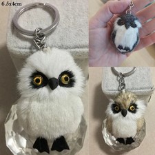 Owl Plush Keychain Faux Fur Bag Charm Key Ring Car Pendant Gift 6.5cm