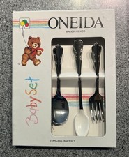 ONEIDA Baby Flatware Set Fork Spoons Stainless Toddler-Time 3 Piece New