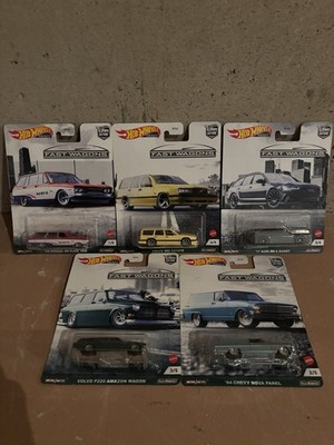 Hot Wheels Fast Wagons Premium Full Set- Volvo 850, Skyline, Avant, P220, Nova