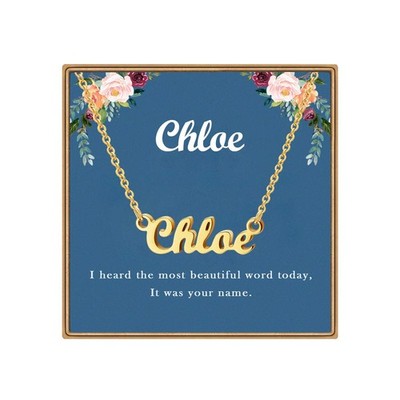 Individuelle Namenskette, Chloe Namensschild Anhänger Halskette Pre Gifts, Charm Necklac