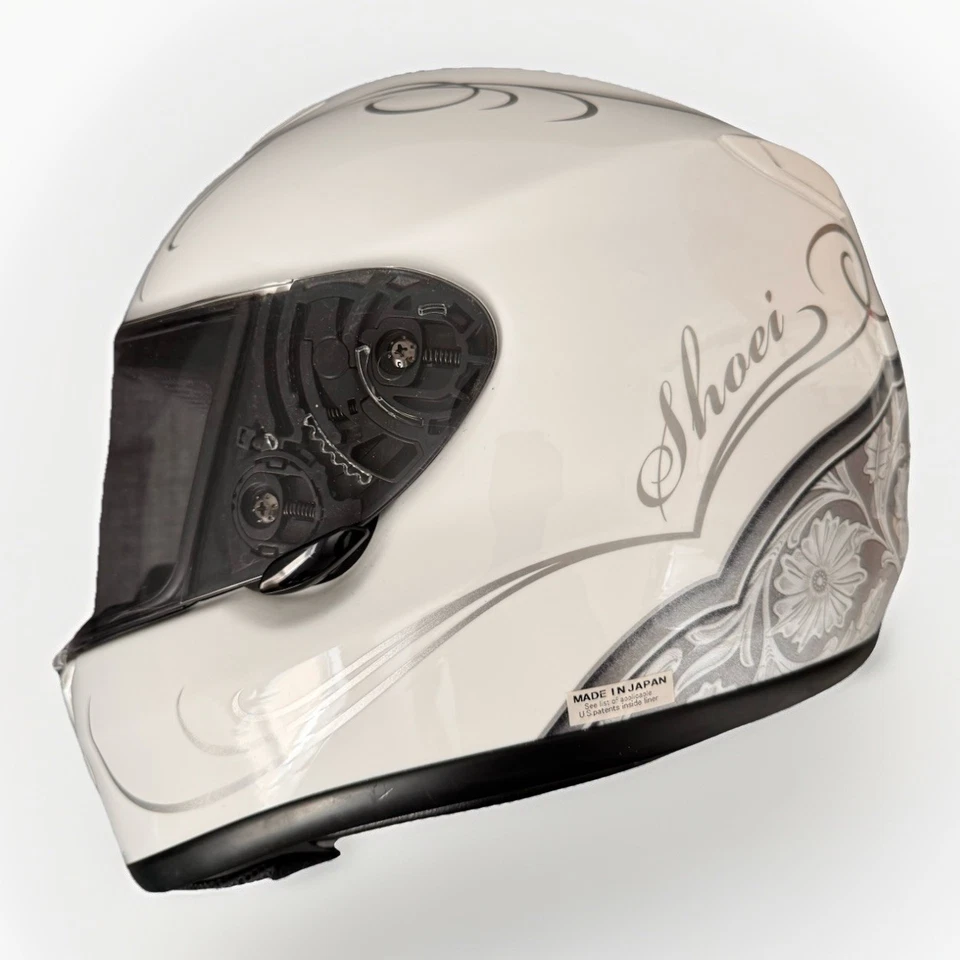 Casco Completo SHOEI Qwest Goddess Talla M Blanco con Gráficos Hecho en Japón RARO Foto 2 de 4