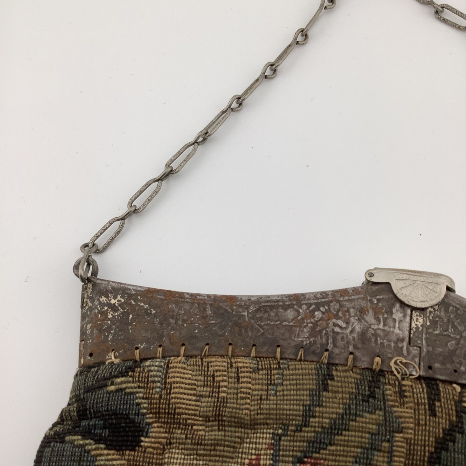 Antique Double Hinged Windmill Design Frame Tapes… - image 3