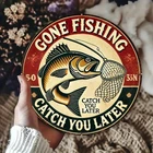 Vintage Fishing Tin Metal Signs Home Décor 8x8 Retro Rustic Wall for Man Cave Ga