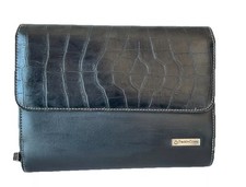 Franklin Covey Compact 6-Ring Planner Binder Black Faux Croc Zip Vintage