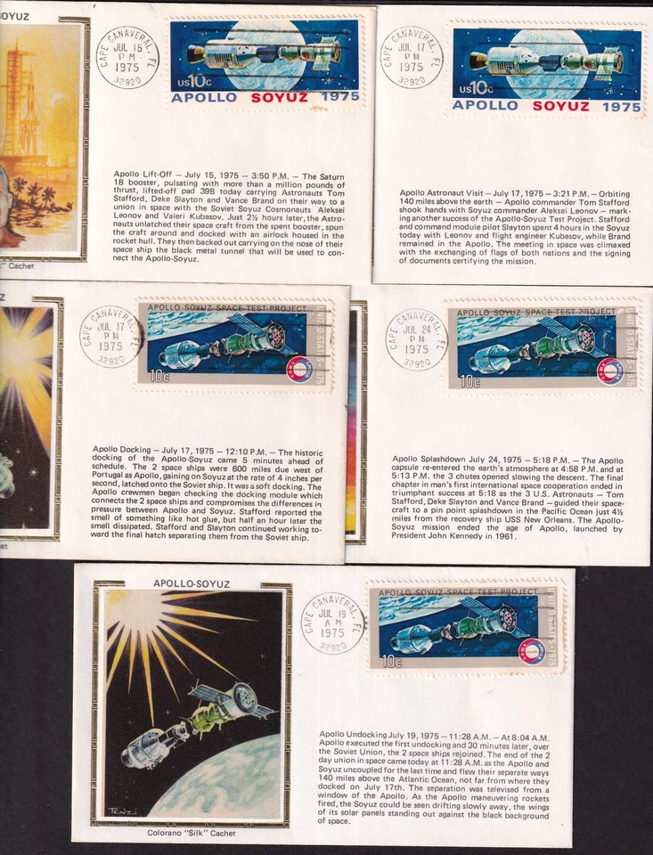 1975 Apollo-Soyuz mission Sc 1569-1570 Colorano cachets set of 5 event covers - Image 3 of 3