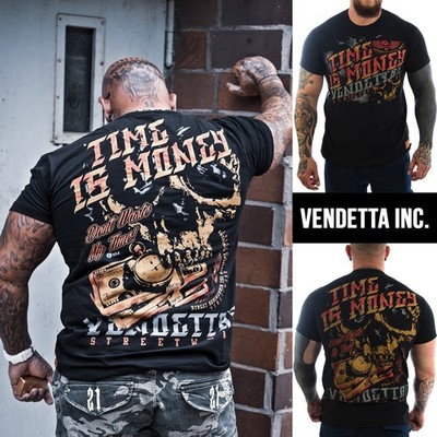 Vendetta Inc. Herren Shirt Time is Money Skull  schwarz 1151 kurzarm M - 5XL