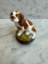 Halcyon Days Enamel Box Cavalier King Charles Spaniel Dog Trinket w/ Box & COA