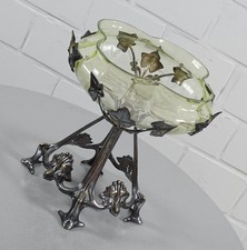 magnifique plateau WMF Art Nouveau avec insert en verre coupe en verre Art No...