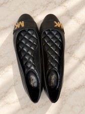 Michael Kors Black Ballet Flats with Gold MK Logo - Size 8.5/9
