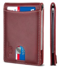 RFID Blocking Slim Bifold Genuine Leather Minimalist Front Pocket Wallets for...