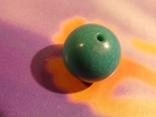 ANTIQUE CHINESE ROUND almost pure TURQUOISE ROUND BEAD 9.6 MM WEAR  PATINA
