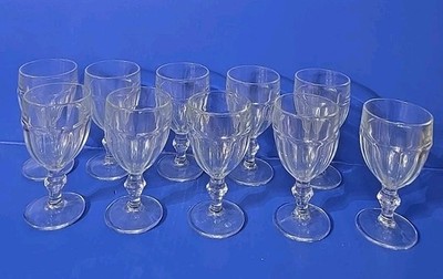 10 Vintage Libbey Gibraltar Clear Duratuff Footed Wine  Water Gobles MCM 1970'S