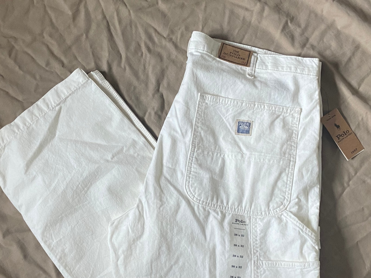 $125 NEW Polo Ralph Lauren The Polo Dungaree 38 x 32 Denim White