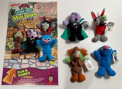 VTG 1999 Kellogg's Mini Bean Apple Jacks Set 4 + BOX BACK SHERLOCK HEMLOCK COUNT