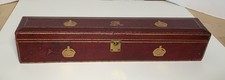 Antique ENGLISH KING GEORGE GILT LEATHER WOOD PRESENTATION DOCUMENT DISPATCH BOX