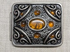 vintage style WESTERN belt buckle METAL native american indian COWBOY faux stone