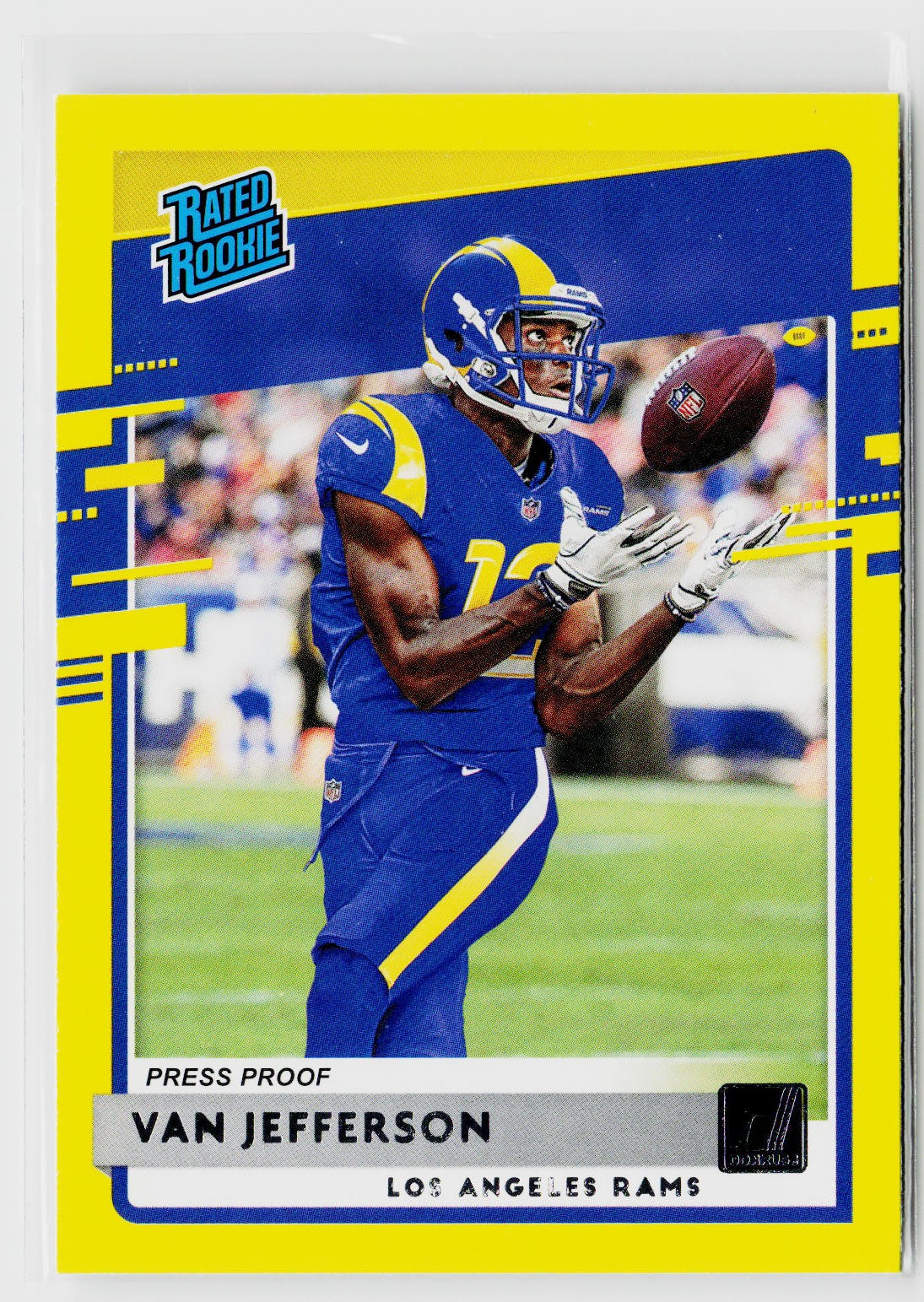 2020 Donruss #326 Van Jefferson Press Proof Yellow Los Angeles Rams