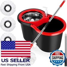 All-in-One 360° Spin Mop System – Fast Dry Bucket + 3 Microfiber Refills