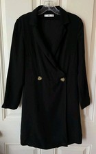 Mango Black Double Breasted Blazer Dress, Minimalist Old Money Women's Size 4