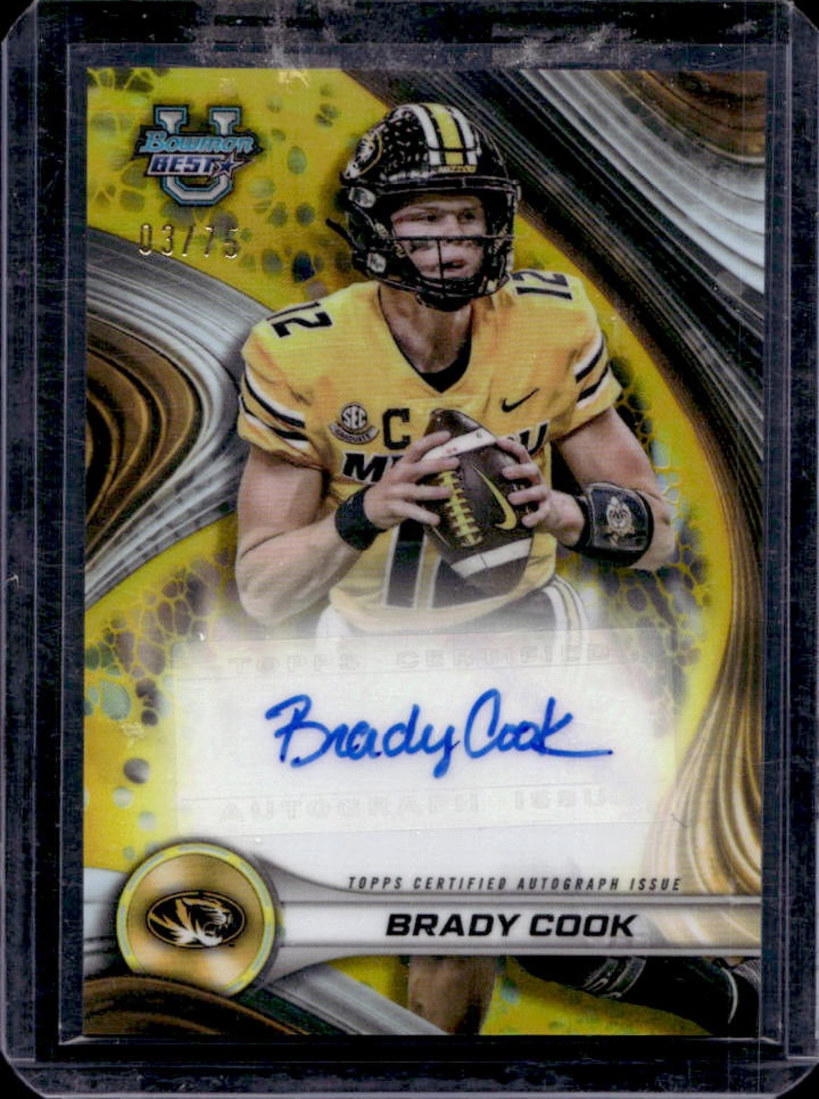 2024 Bowman Best U Brady Cook Auto Yellow Refractor #3/75 Tigers