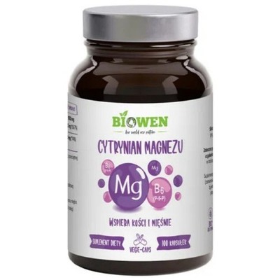 Biowen Magnesiumcitrat 825 mg mit Vitamin B6 (P-5-P) - 100 Kapseln
