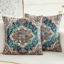 Boho Throw Pillow Covers 18x18 inch Set of 2 Boho Vintage Carpet Pattern Antique