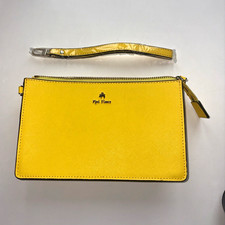 Red Fleece Yellow Zip Wristlet Clutch