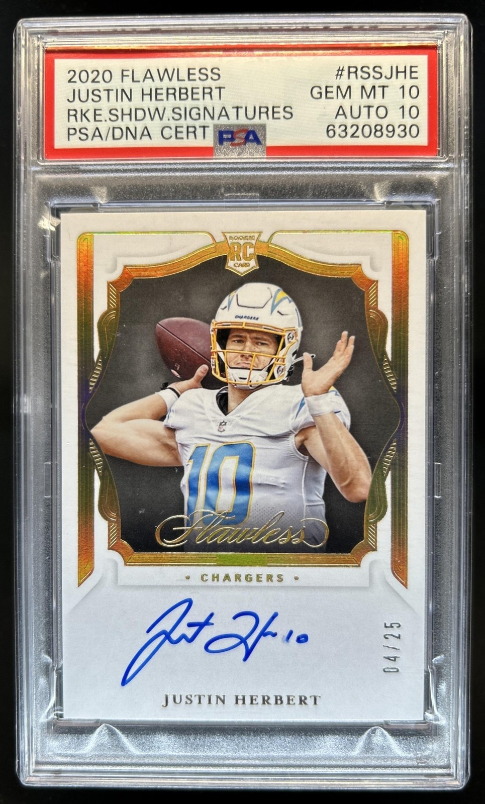 Justin Herbert Panini Flawless Rookie Shadow Signatures #RSSJHE Base