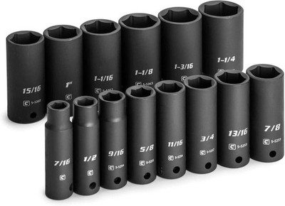 Capri Tools 1/2 in. Drive Deep Impact Socket Set, 7/16 to 1-1/4 in, SAE,14-Piece