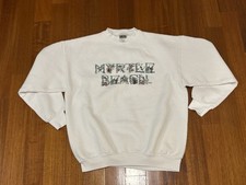 Vintage 90s Myrtle Beach Floral Sweatshirt Tultex USA Made White Crewneck Large