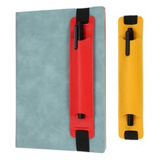 Elastic Band Pen Holder, PU Leather Pen Sleeve with Elastic Band, Yellow/Red