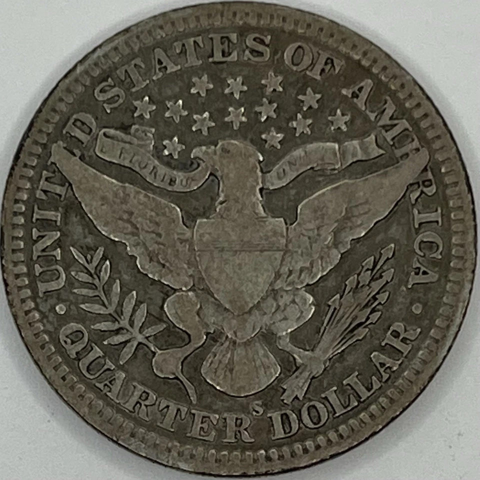 1907-S Barber Silver Quarter in a SAFLIP® - VF- (Fine+) Details Cleaned - Image 2 of 2