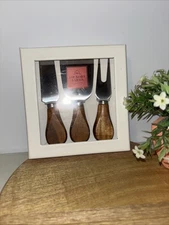 Hickory Farms 3 Pc Cheese Wood Handle Tools set New in Box- Party-Holidays