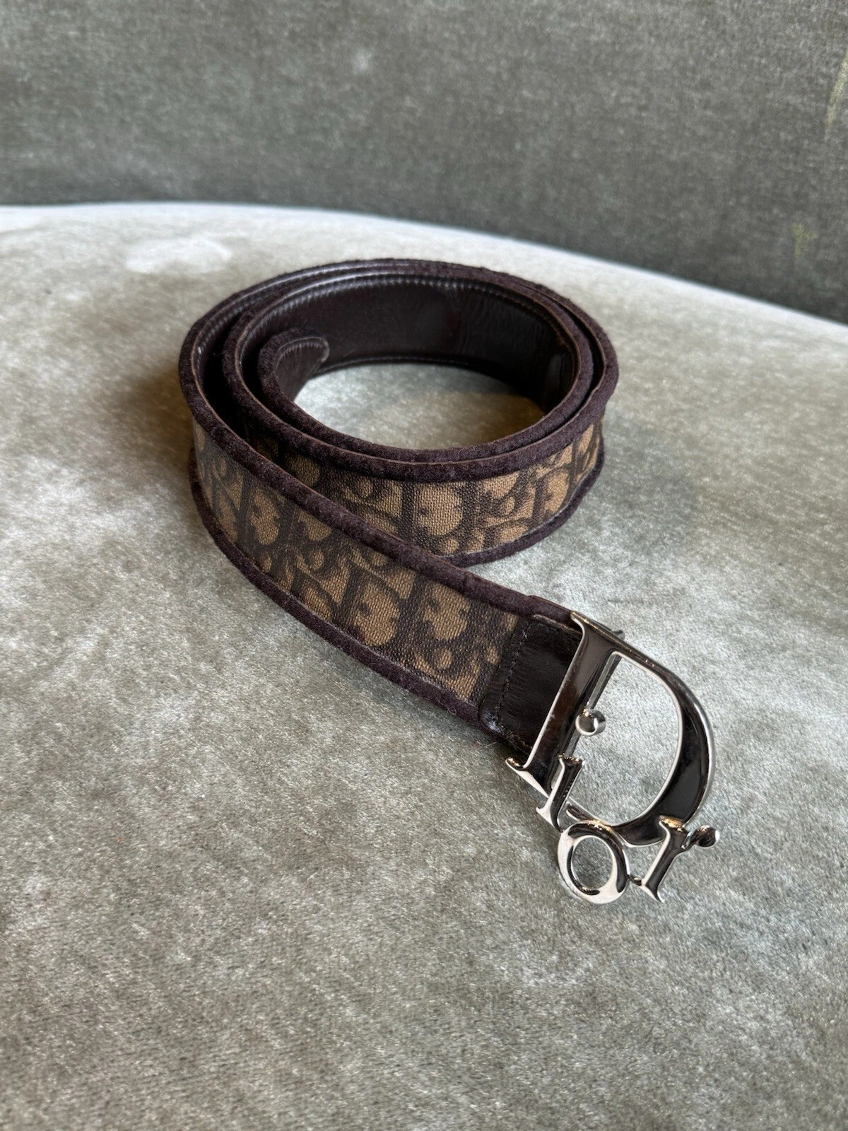 Ceinture vintage Christian Dior monogramme en cuir Italie rare   34 marron