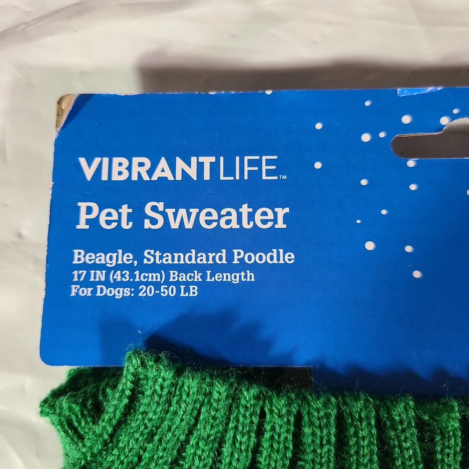 Suéter Vibrant Life Pet Verde con Ardilla Talla M Beagle Caniche Estándar 20-50 libras Foto 3 de 4