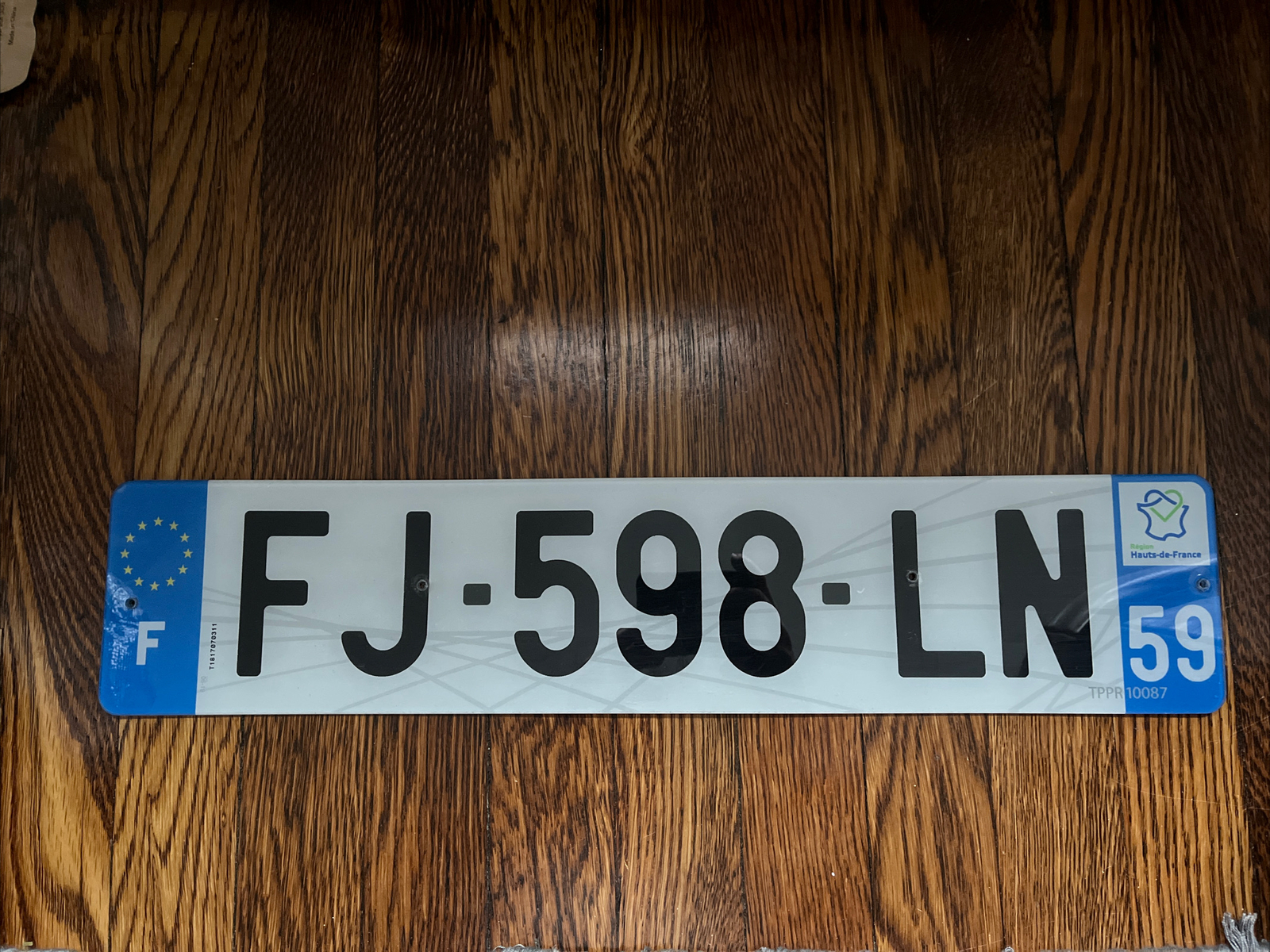 FRANCE 🇫🇷 LICENSE PLATE. French Tag Dept 59 HautsdeFrance FJ 598 LN