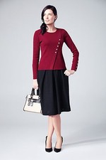 KNITTED WOOL BLACK POCKET A-LINE SKIRT European Skirt Elastic Waist