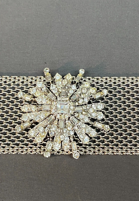 Rare NWT St. John Silver Mesh Swarovski Crystal Belt sz L (J  display picture 1