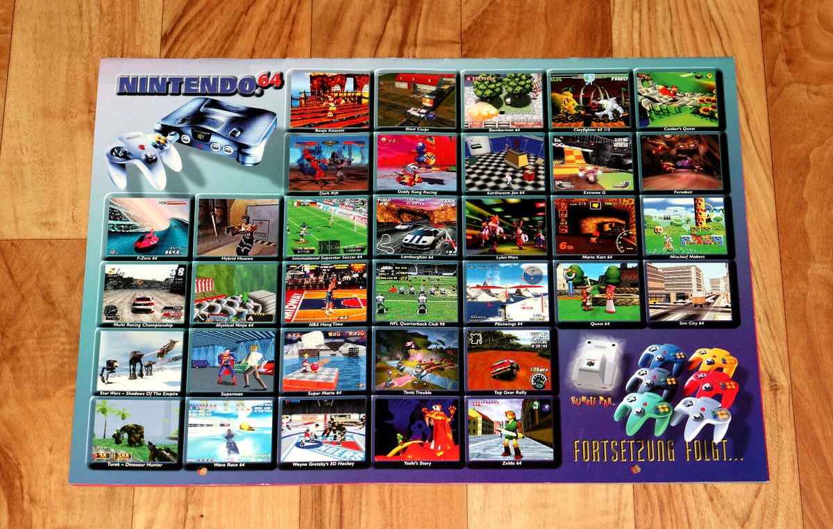 1998 Nintendo 64 Calendar Banjo-Kazooie Super Mario Kart Yoshi
