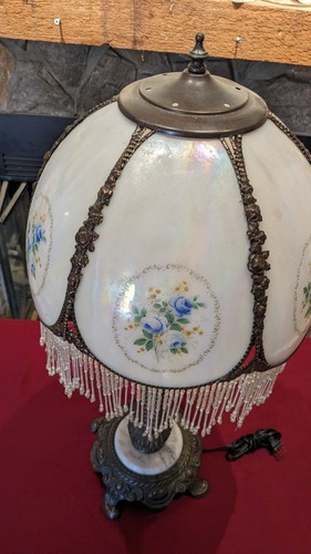 Meyda Tiffany Brass Rope Filigree/Floral Pearl Glass Shade Table Lamp 29' (N/W)  - Picture 2 of 13